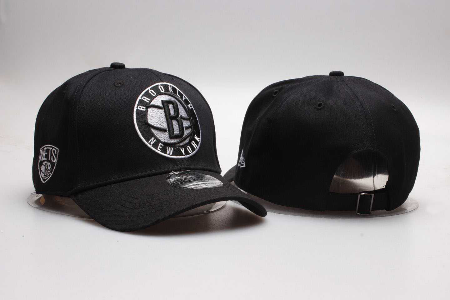 Nets Fresh Logo Black Peaked Adjustable Hat YPMY